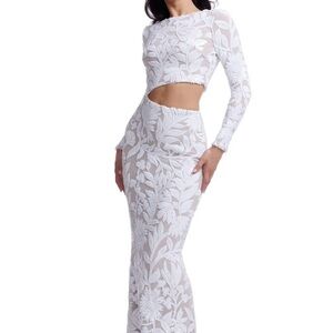 Dress the Population White Long Sleeve Dress